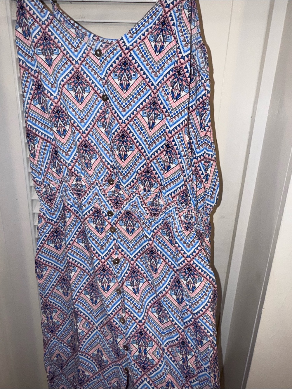 Shosho boho Maxi Dress blue pink size large - Picture 11 of 11